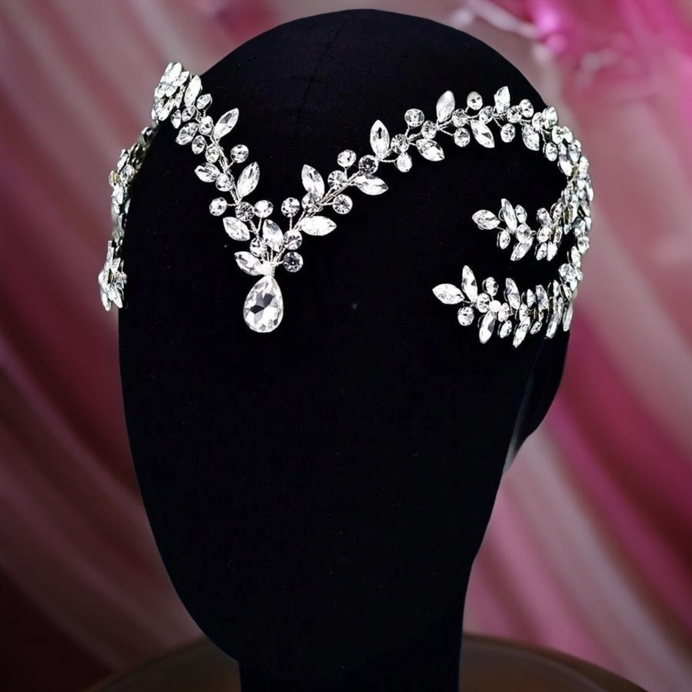 New Crystal Rhinestone Hijab Crown Bridal Wedding Tiara Circlet Headpiece